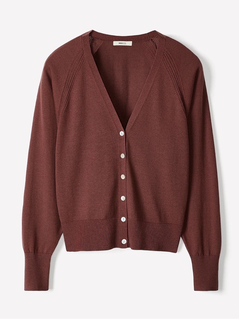 RW&CO. V-Neck Button Cardigan Sweater - Rust Brown SZ.S